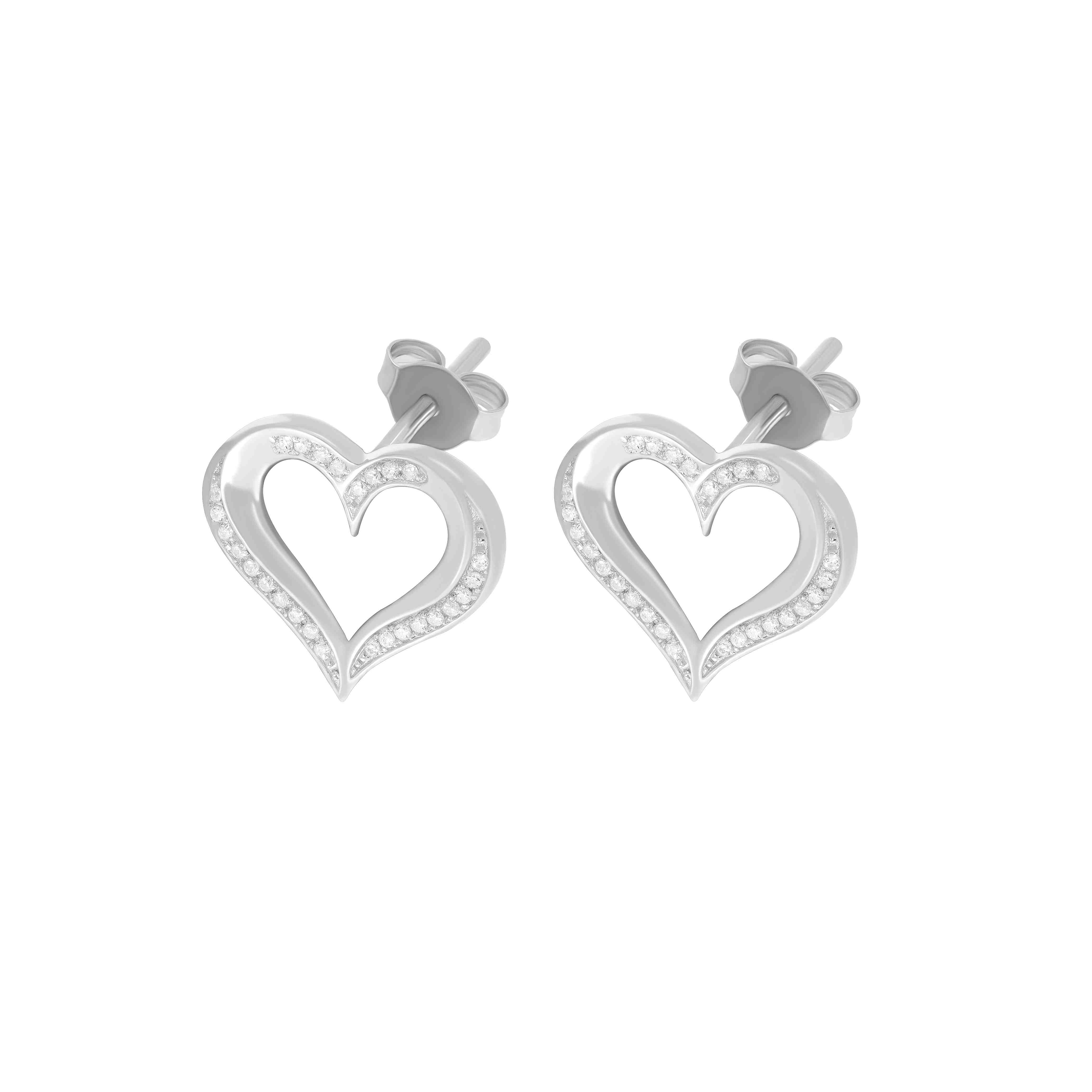 Heart-Shaped Diamond Stud Earrings ER21726A